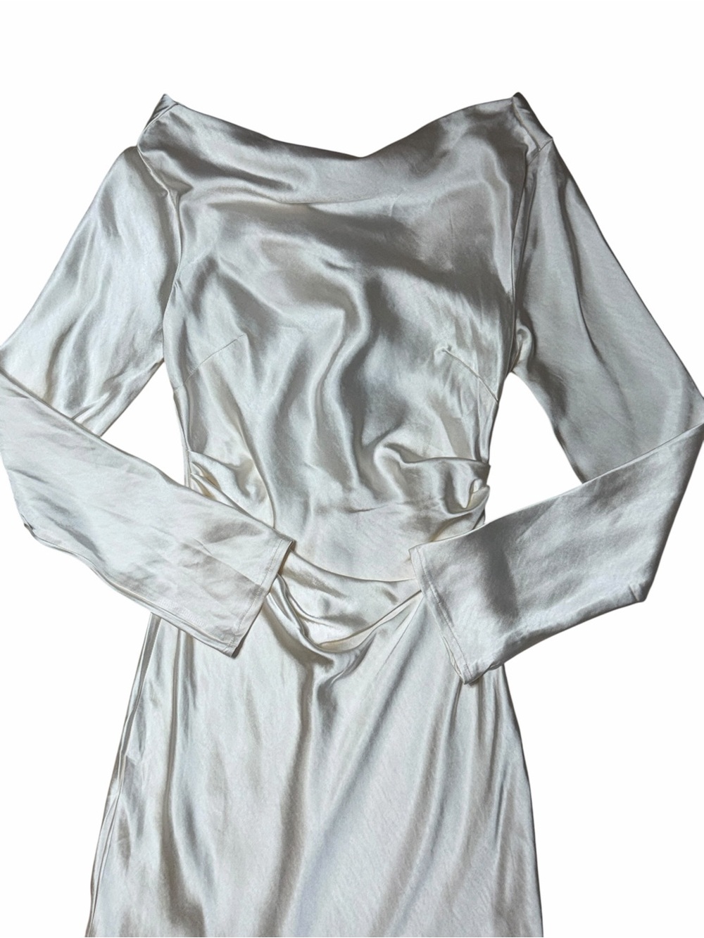 Selfie Leslie Oyster Ivory Loveland Cowl Back Midi Dress Womens S - Picture 3 of 10